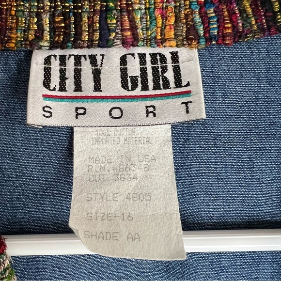 Vintage CITY GIRL SPORT Embroidered Denim Blazer  Womens Sz 16 Western Retro - Picture 5 of 12